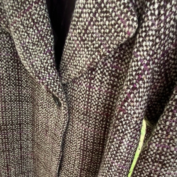 Tribal Women's Tweed Pea Coat - Black, White, and Purple petite small - Picture 3 of 5